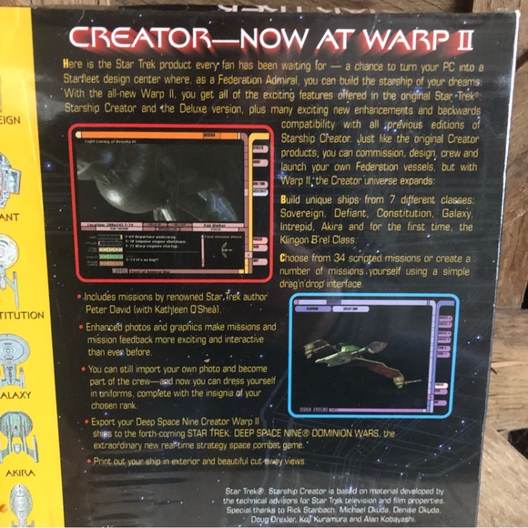 Star Trek Starship Creator Warp II  PC Windows Macintosh NEW Sealed vintage - Picture 5 of 5